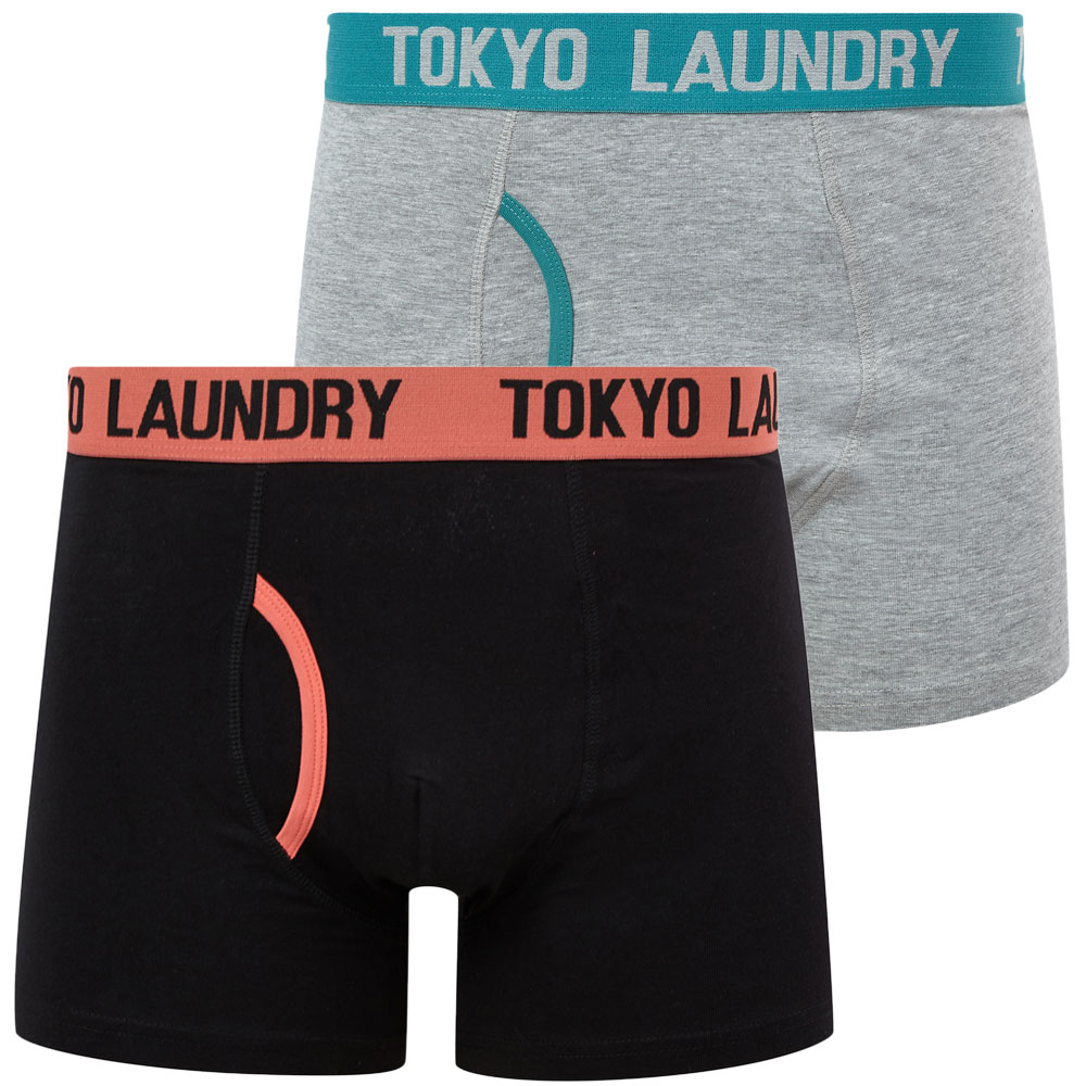 Tokyo Laundry Boxer Shorts Men's 2 Pack Stretch Cotton Underwear Boxers Grey - Picture 2 of 16