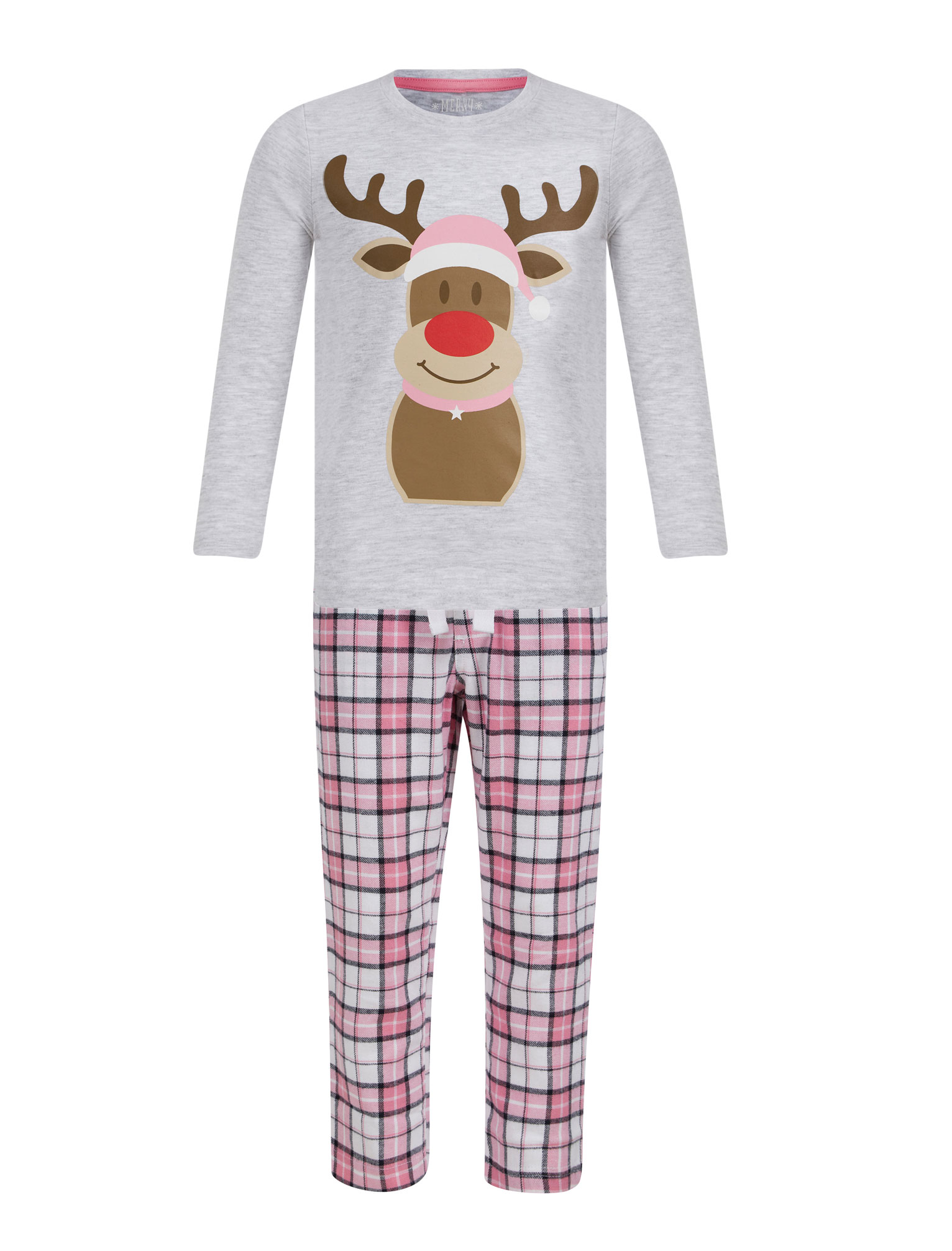 Girl's Christmas Pyjamas Xmas Rudolph Reindeer Cotton Sleepwear Set Top Bottoms - Picture 10 of 33