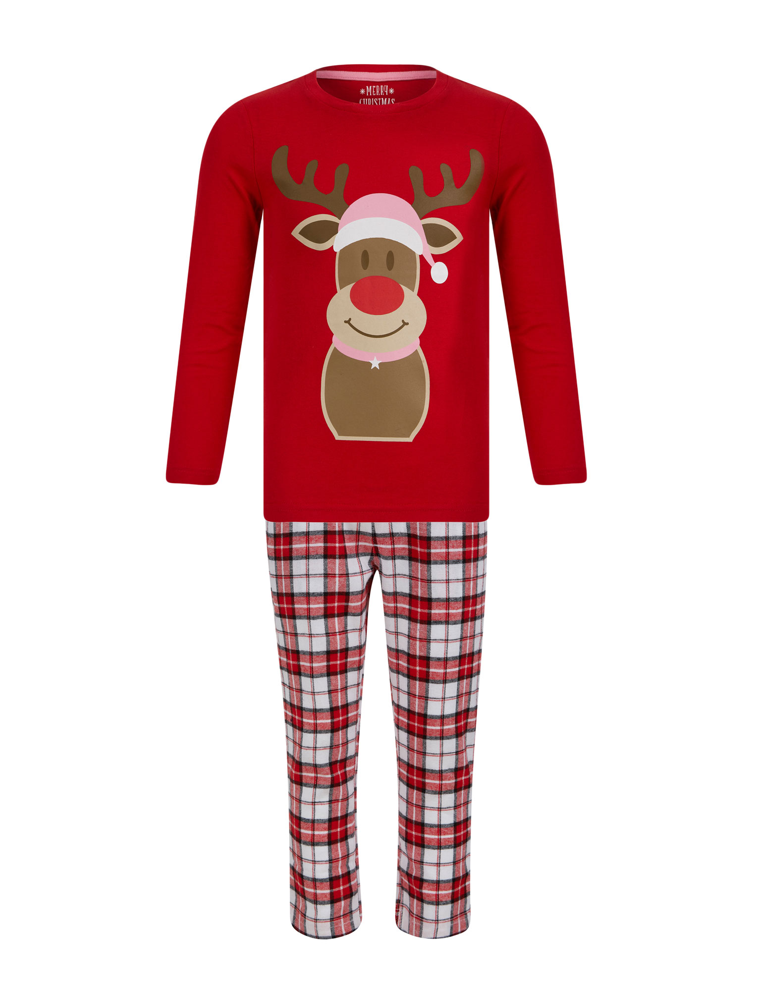 Girl's Christmas Pyjamas Xmas Rudolph Reindeer Cotton Sleepwear Set Top Bottoms - Picture 16 of 33