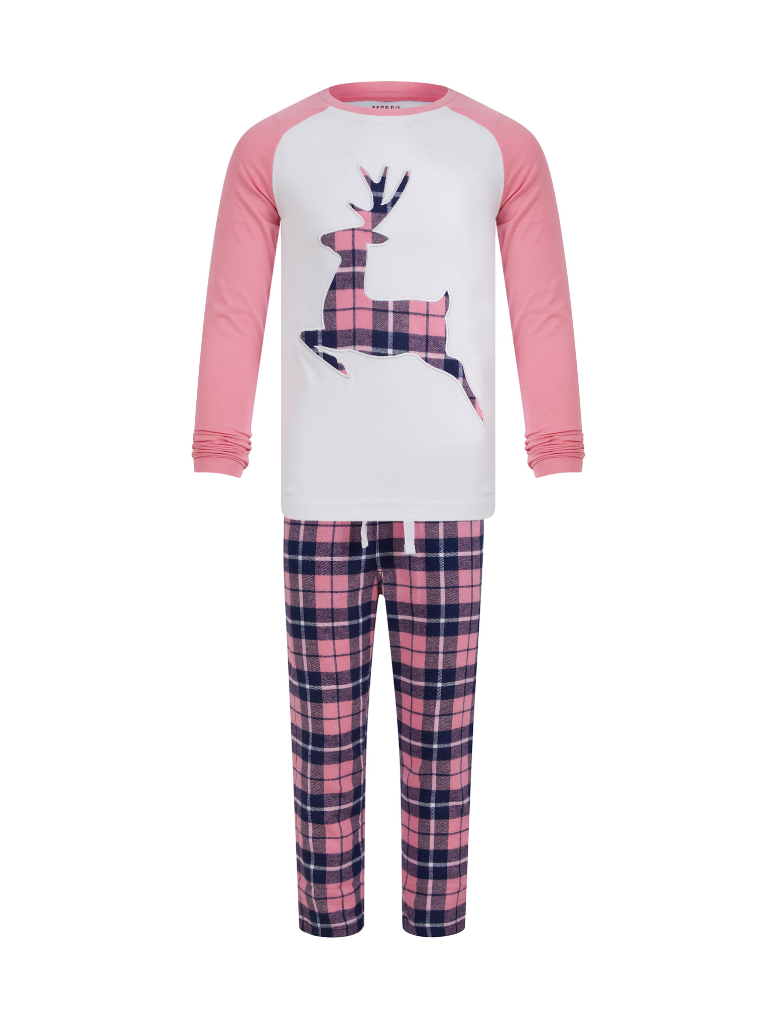 Girl's Christmas Pyjamas Xmas Rudolph Reindeer Cotton Sleepwear Set Top Bottoms - Picture 22 of 33