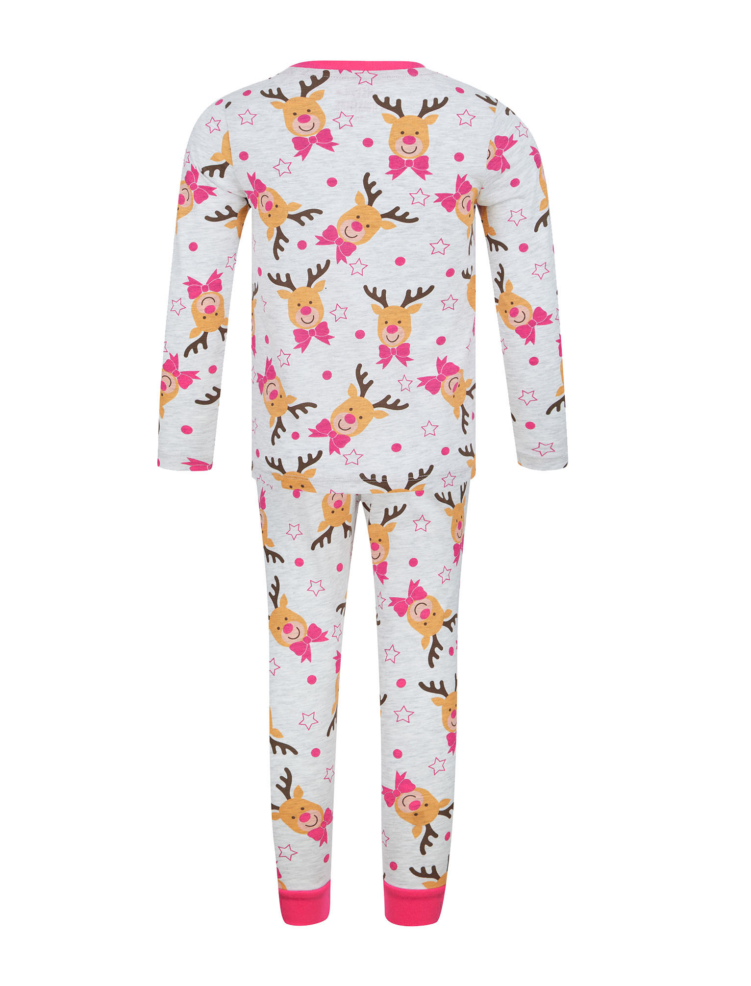 Girl's Christmas Pyjamas Xmas Rudolph Reindeer Cotton Sleepwear Set Top Bottoms - Picture 7 of 33