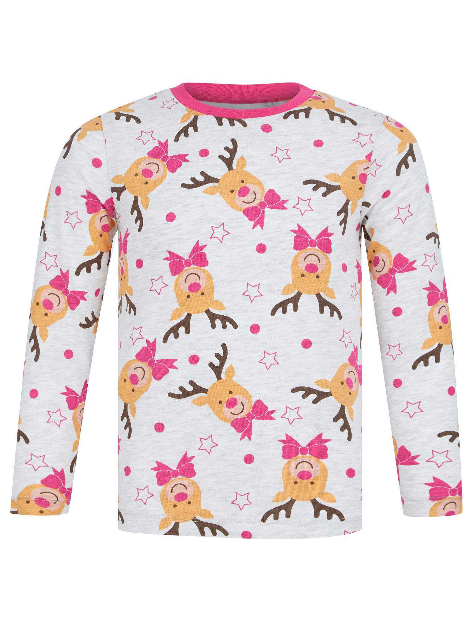 Girl's Christmas Pyjamas Xmas Rudolph Reindeer Cotton Sleepwear Set Top Bottoms - Picture 8 of 33