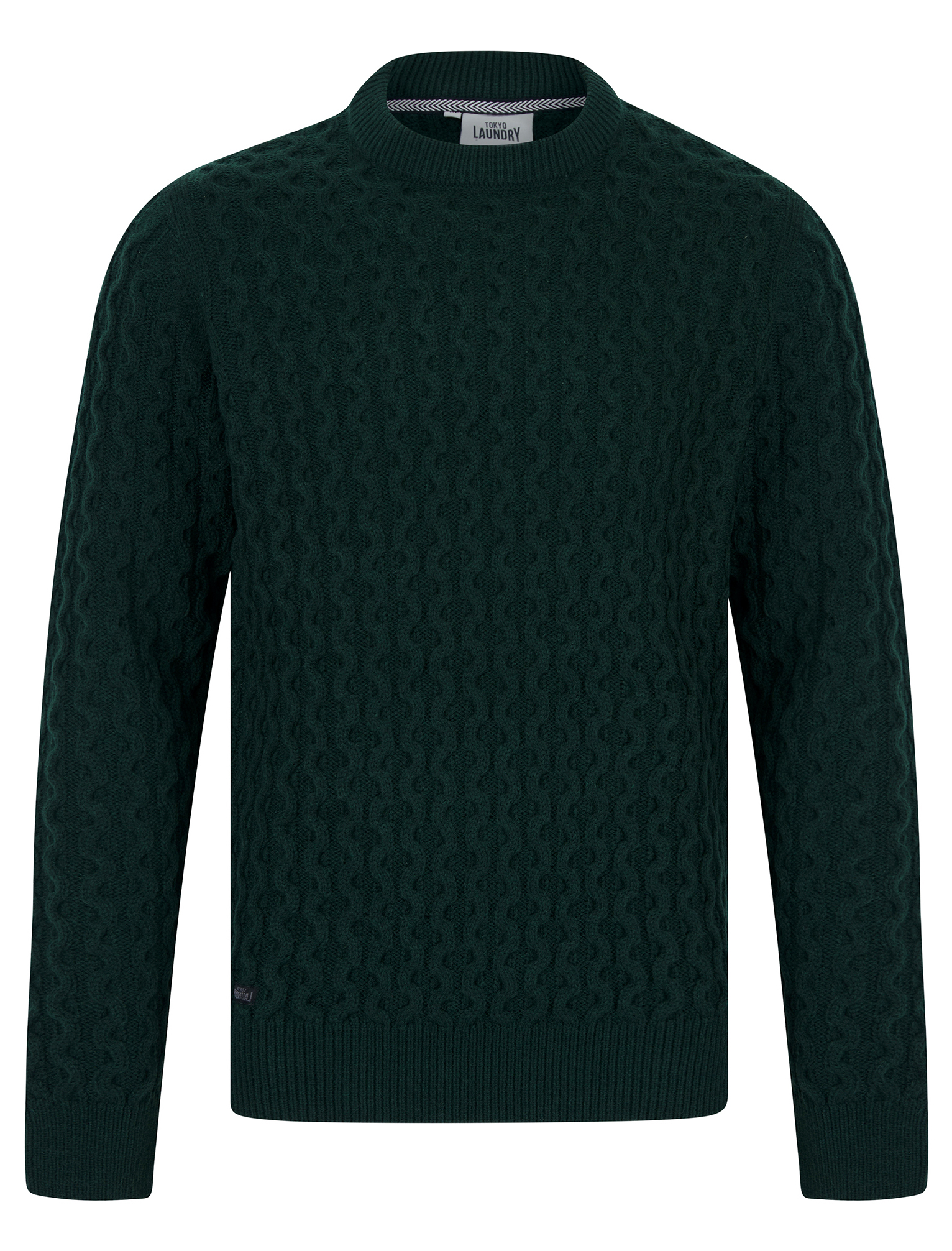 Tokyo Laundry Mens Jumper Wool Blend Chunky Knit Cable Knitted Sweater Crew Neck