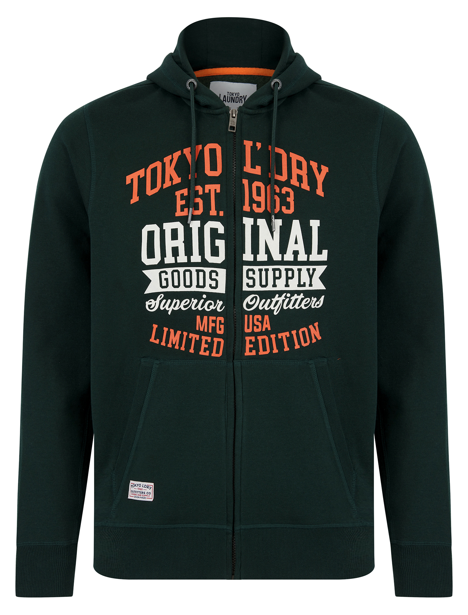 Tokyo Laundry Men's Hoodie Zip Through Retro Motif Hooded Top Hoody Sweater - Picture 8 of 10