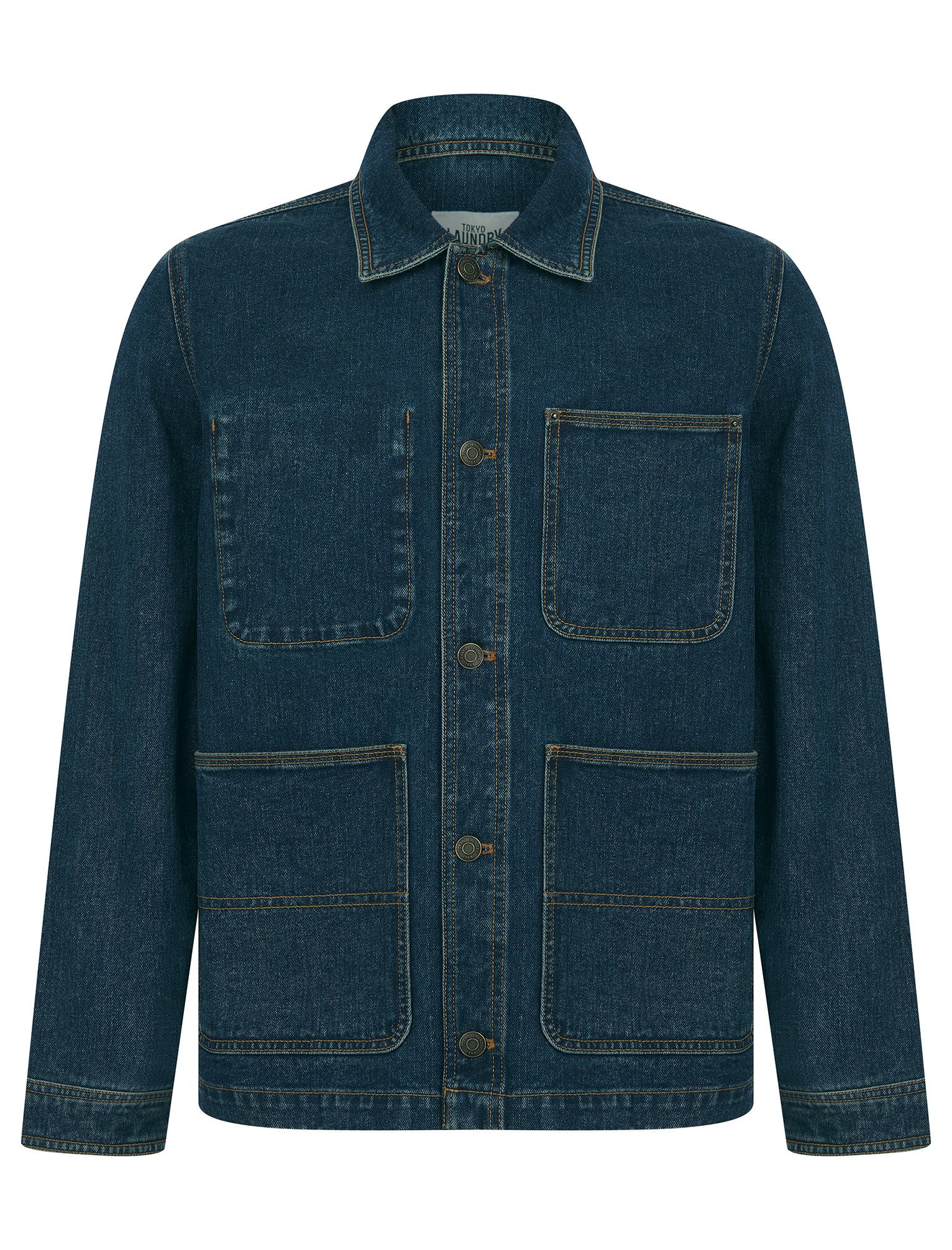 Tokyo Laundry Chore Jacket Men's Denim Button Fasten Vintage Workwear Coat Top