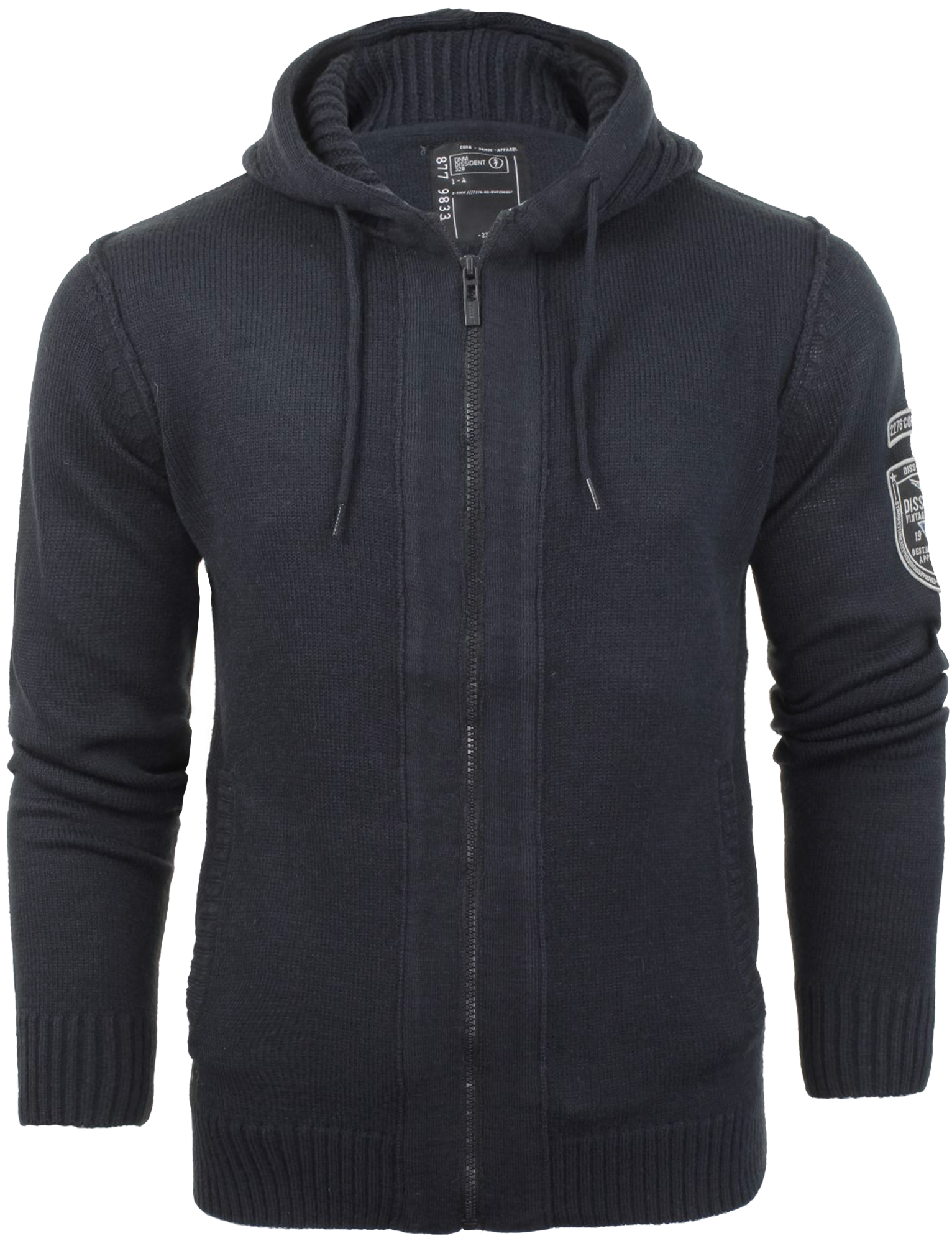 Mens Dissident Cruise Zip Up Hooded Sweater Hoodie Knitted Cardigan ...