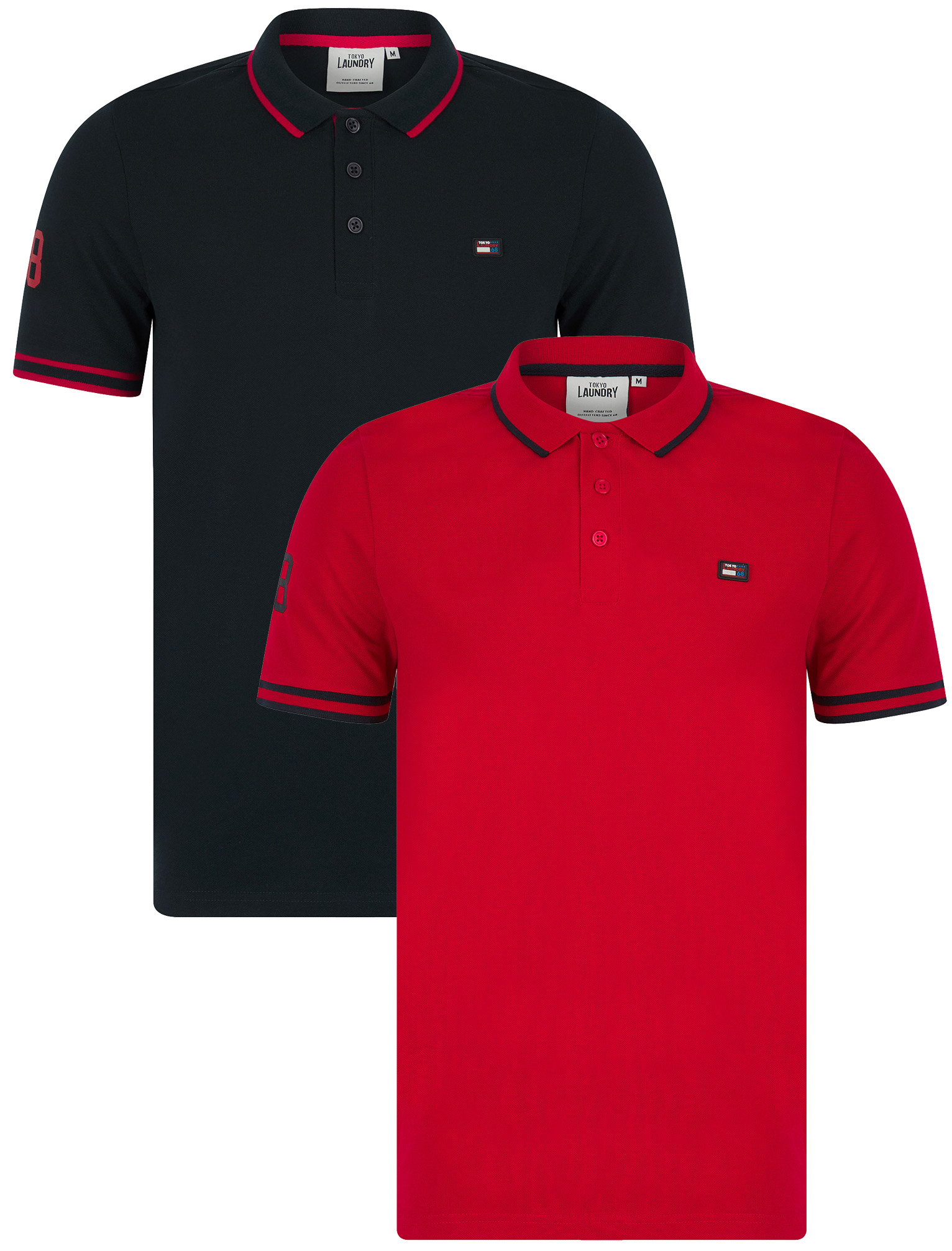 Paquete de 2 camisetas polo Tokyo Laundry para hombre 100 % algodón piqué informales - Imagen 12 de 21