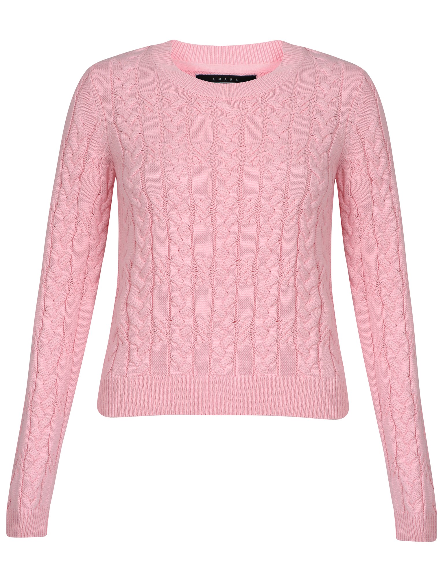 Womens Amara Reya Ladies Crew Neck Cable Knit Long Sleeve Jumper Top ...