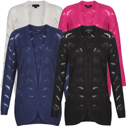 Ladies Cardigan Summer Womens Long Sleeve Knitted Button Thin UK Size 8-16