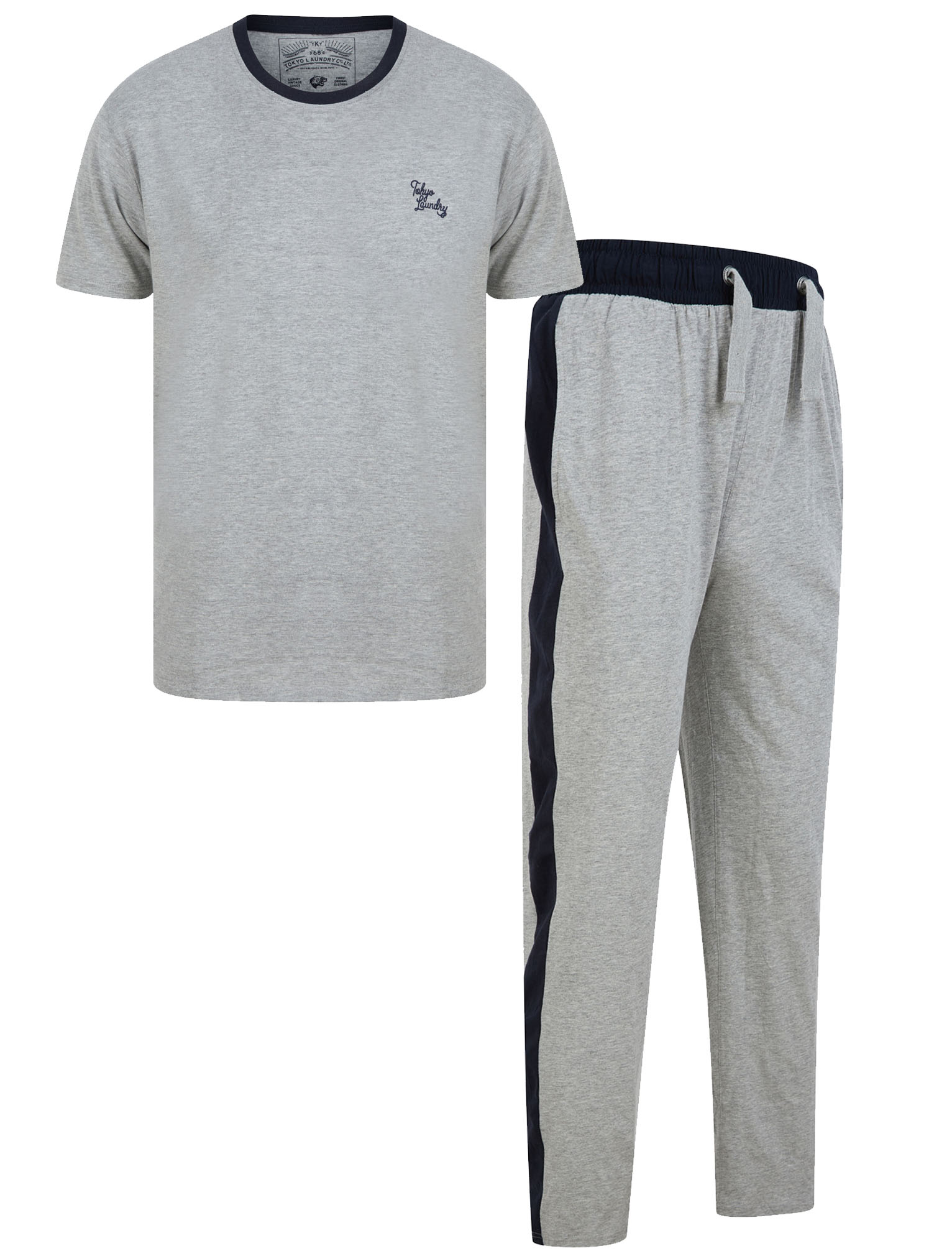 Tokyo Laundry Mens Pyjama Set with Check Bottoms & Short Sleeved Top