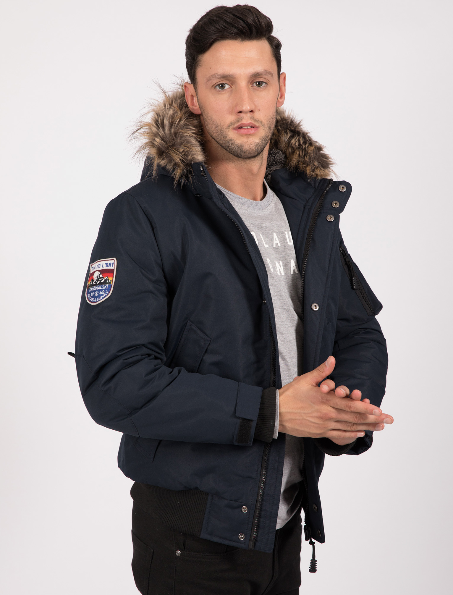 M Giubbotto con uomo True da bomber Navy da Xxl Blue S cappuccio Tokyo Laundry L Bomber taglia Xl uomo qfR7qr