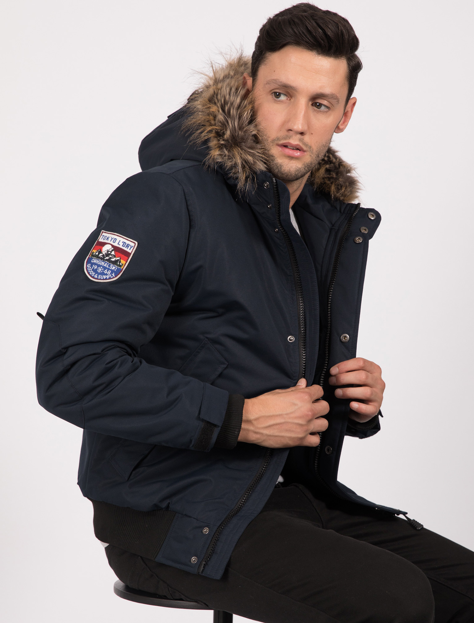M Giubbotto con uomo True da bomber Navy da Xxl Blue S cappuccio Tokyo Laundry L Bomber taglia Xl uomo qfR7qr