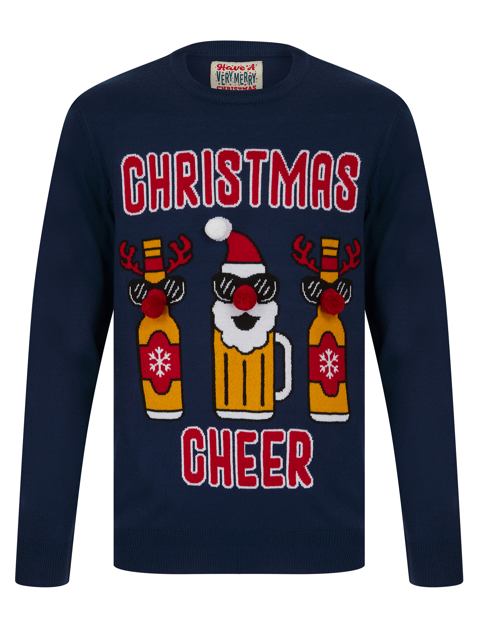 Christmas Jumper Mens Knitted Funny Novelty Xmas Sweater Top Santa Reindeer Beer - Picture 20 of 55