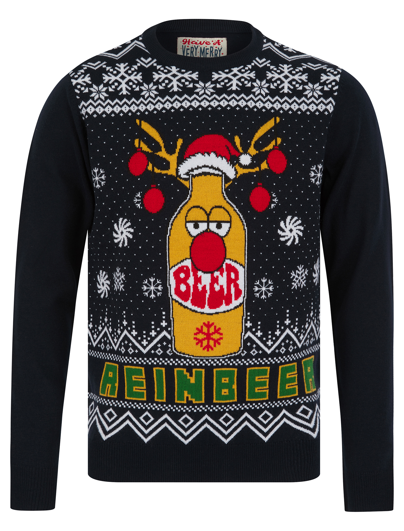Christmas Jumper Mens Knitted Funny Novelty Xmas Sweater Top Santa Reindeer Beer - Picture 17 of 55