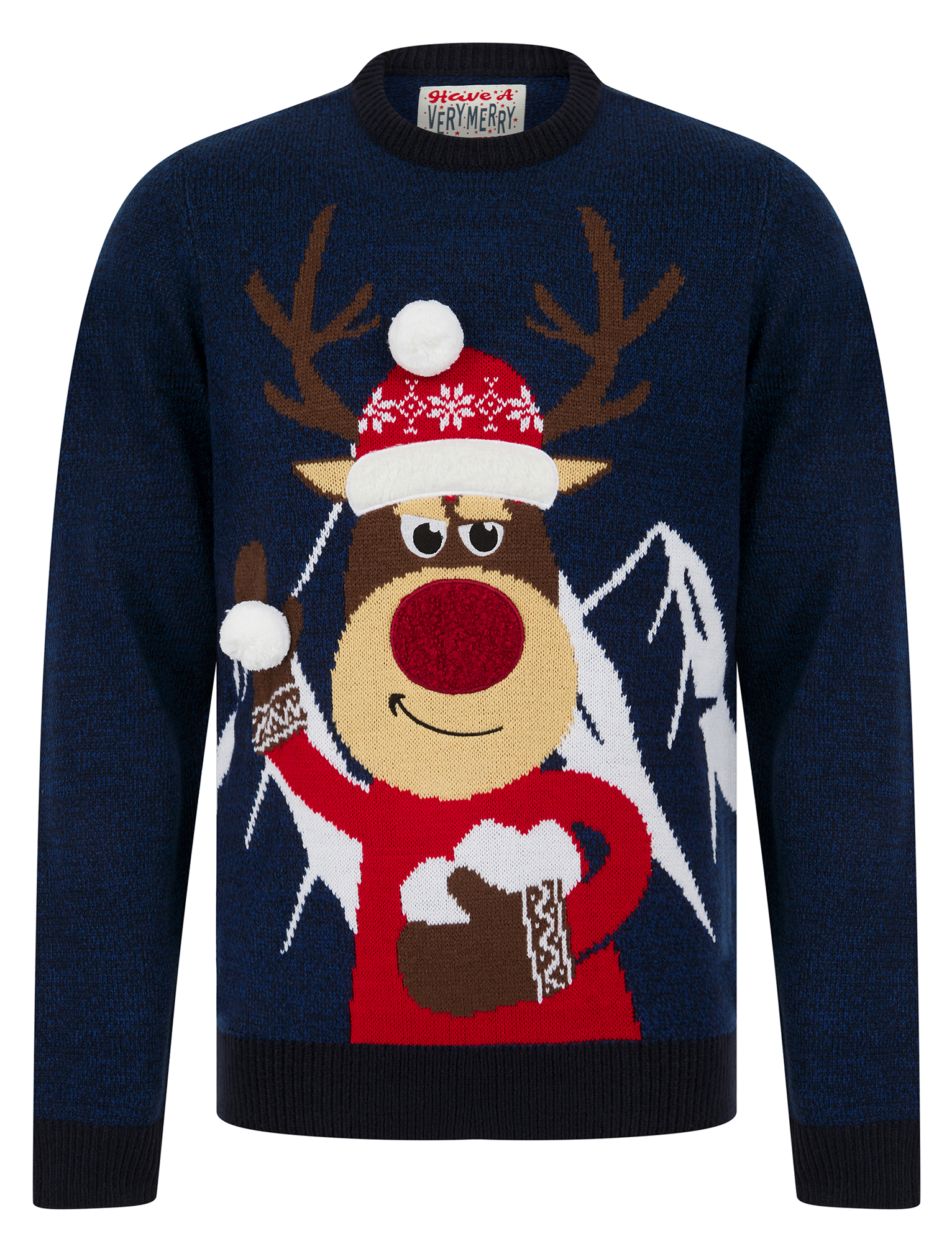 Christmas Jumper Mens Knitted Funny Novelty Xmas Sweater Top Santa Reindeer Beer - Picture 29 of 55
