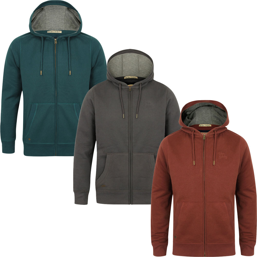 New Mens Tokyo Laundry Hanover Cotton Rich Zip Up Contrast Hoodie Size S XXL