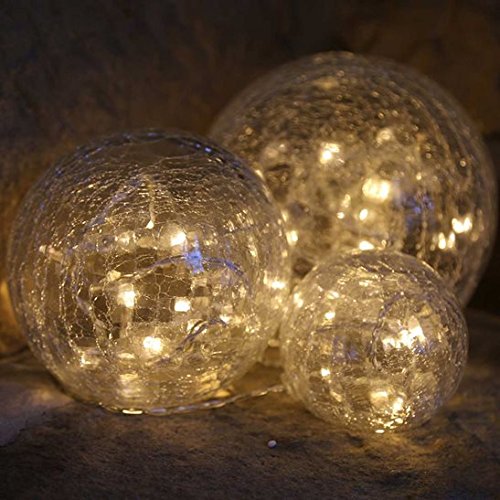 3 Crackle Glass Ball Lights LED Red/Clear Lighting NEW | eBay