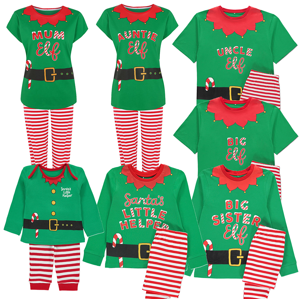 Family Elf Matching Christmas Pyjama PJ Set Sister Brother Dad Mum ...