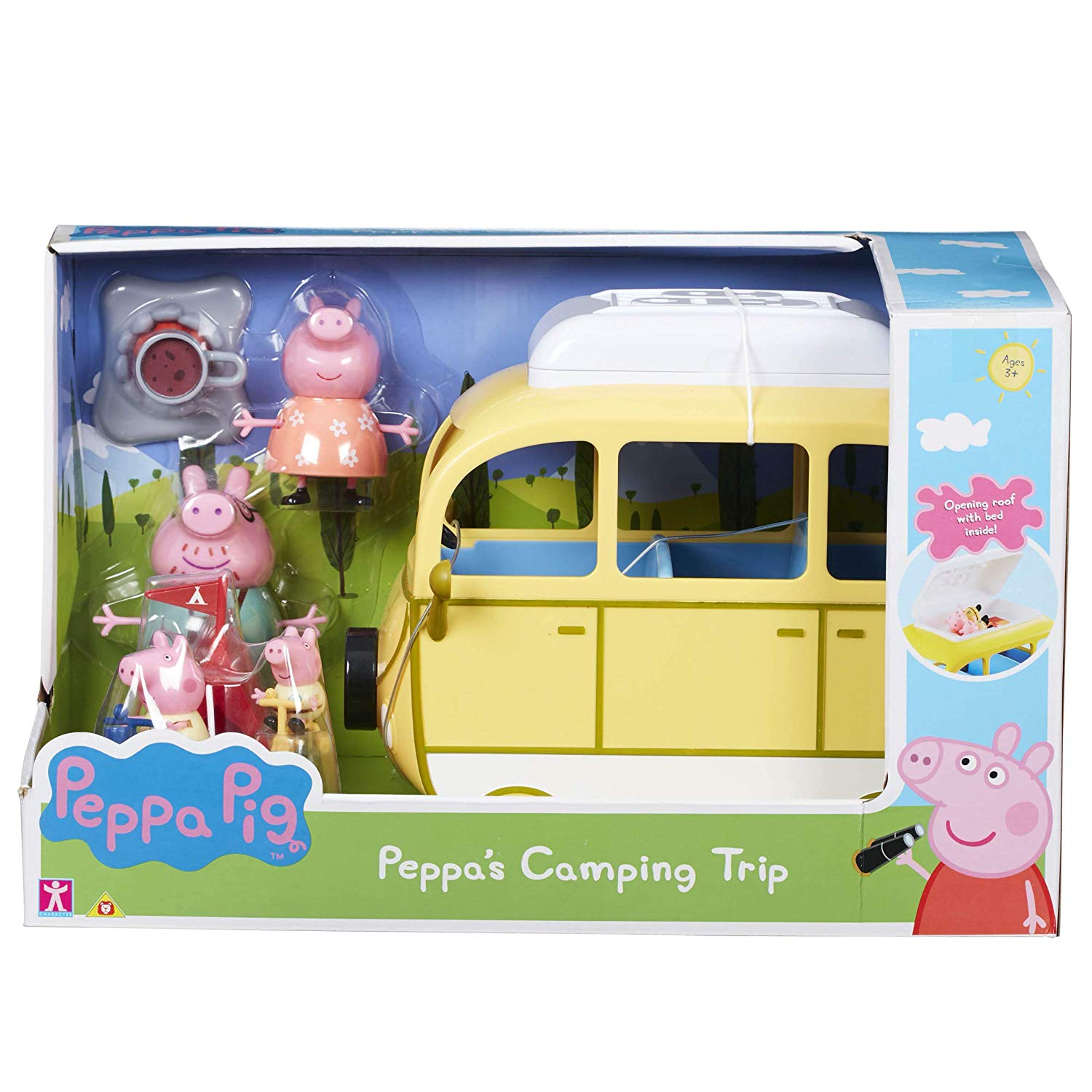 Peppa Pig Camping Trip Yellow Playset 4x Family Figures Tent Bikes