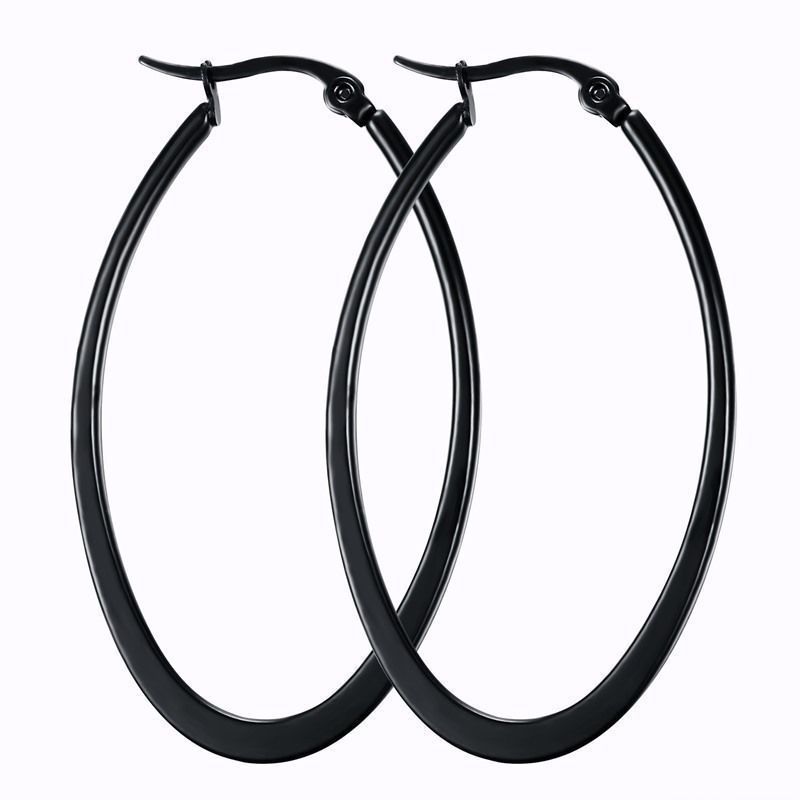 Big Smooth Oval Hoop Earrings Brincos Celebrity Brand Loop Earring for Women - Picture 5 of 5