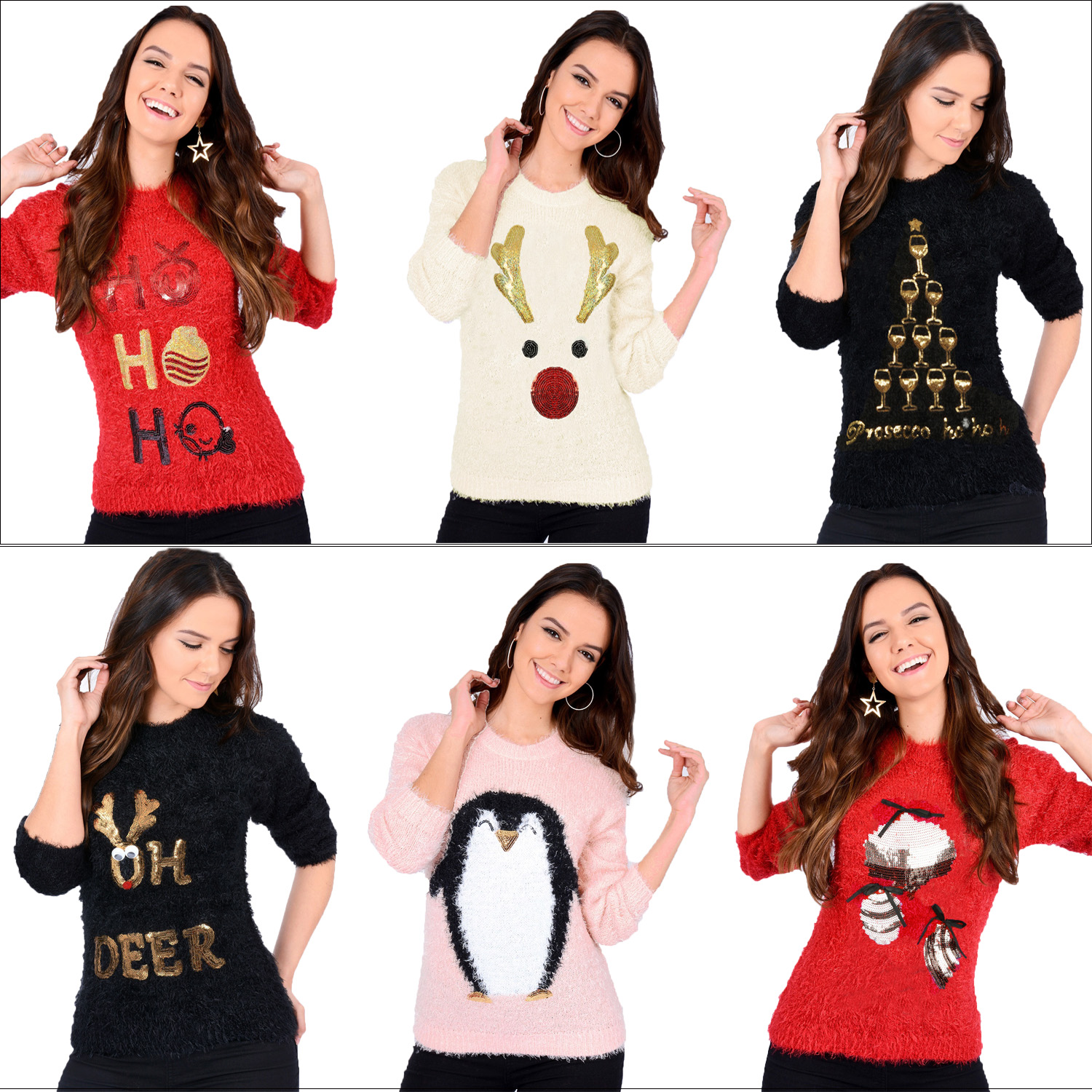 Christmas Wishes Ladies New Designer Xmas Jumper Soft Eyelash Knitted Sweaters