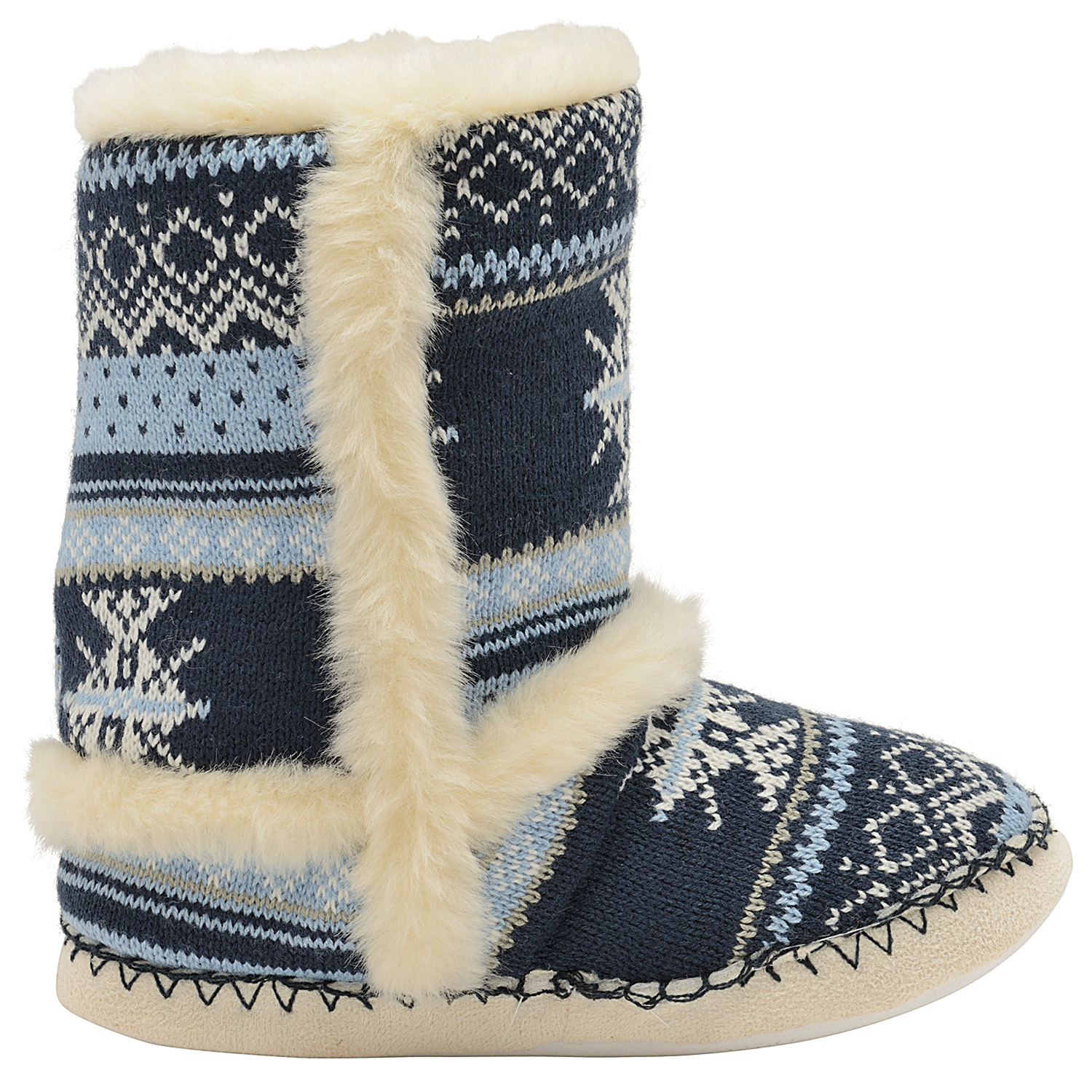 Dunlop Womens Slipper Boots Ladies Slip On Indoor Fleece Faux Fur Winter Booties | eBay