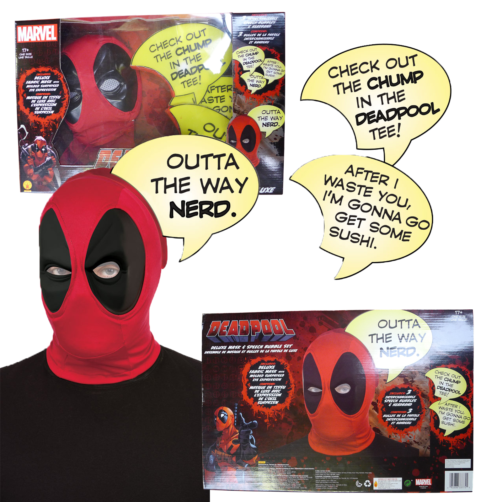 Rubies Adults Official Marvel Deadpool Deluxe Mask Speech Bubble