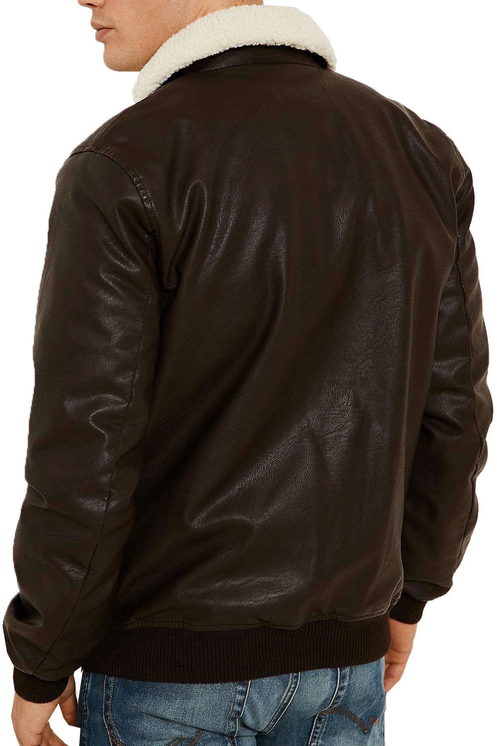 Mens Leather Jacket Borg Collar Images