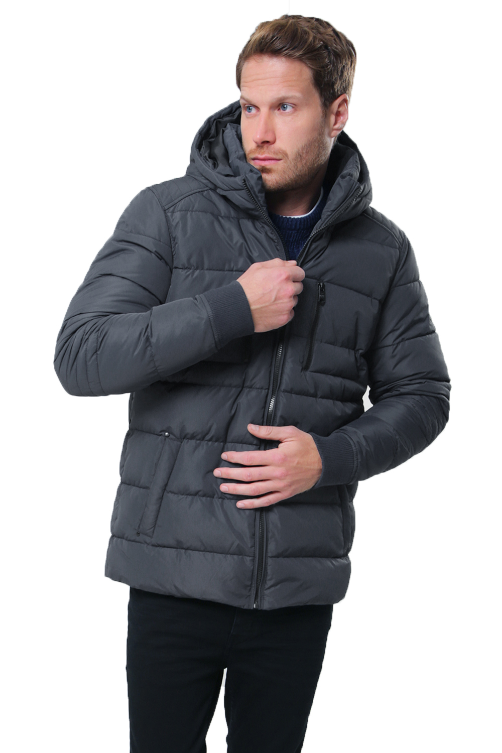 Threadbare Mens Matrix Puffer Jacket Designer Warm Padded Hooded Zip Up ...