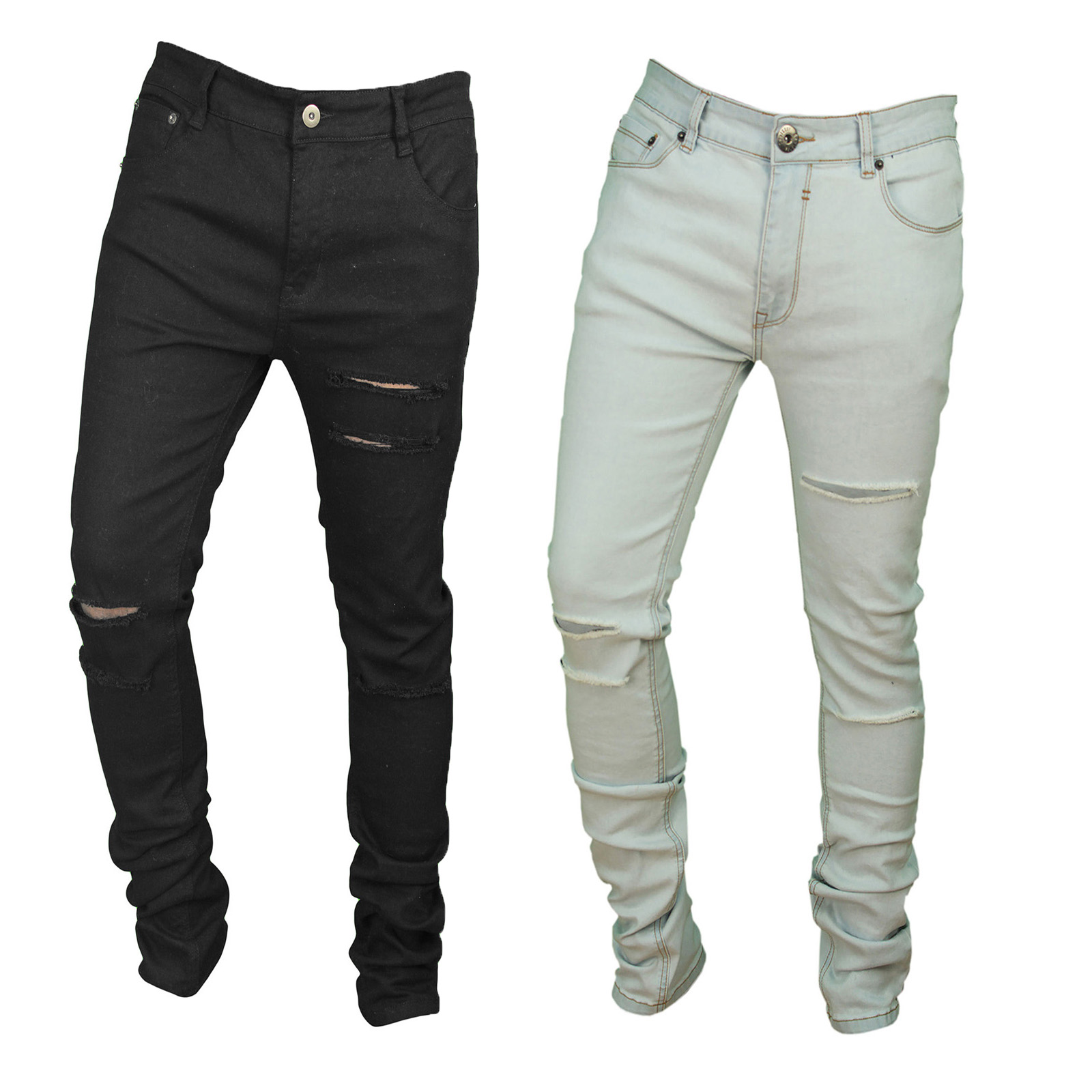 Soulstar Deo Mens Skinny Jeans New Multi Ripped Stretch Fit Slim Denim ...