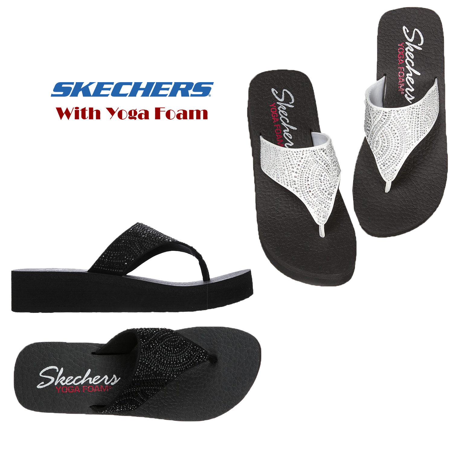 skechers embellished flip flops