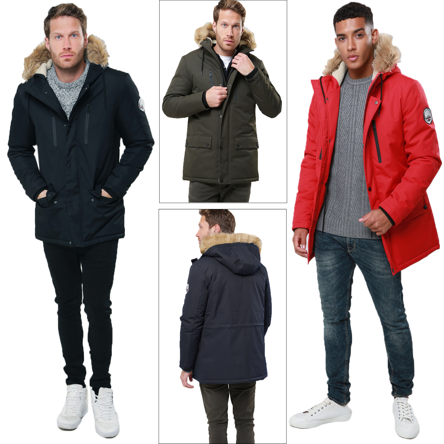 threadbare parka coat with faux fur trim hood