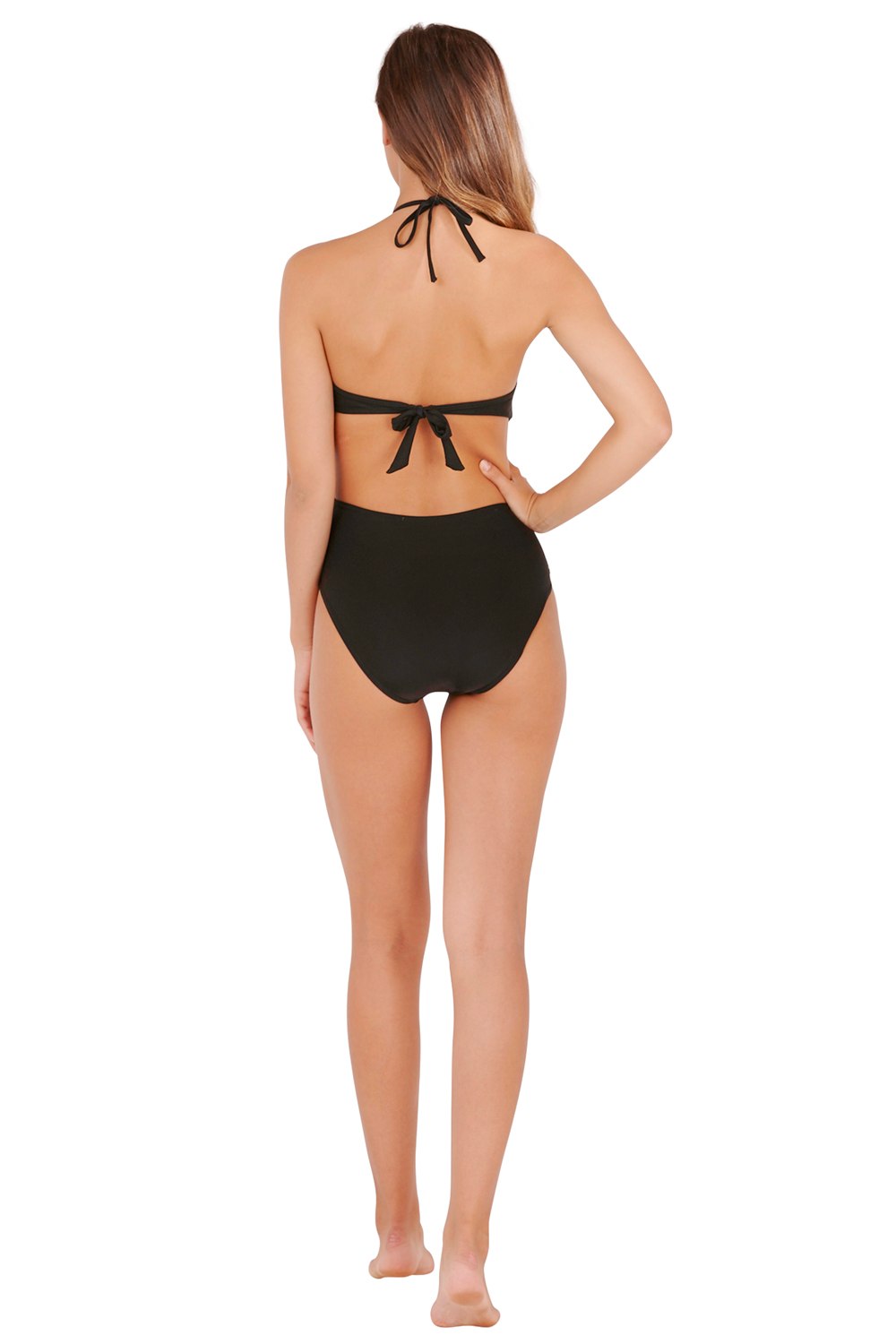 Boutique Womens One Piece Low Back Swimsuit Mesh Detail Beach Swimming 