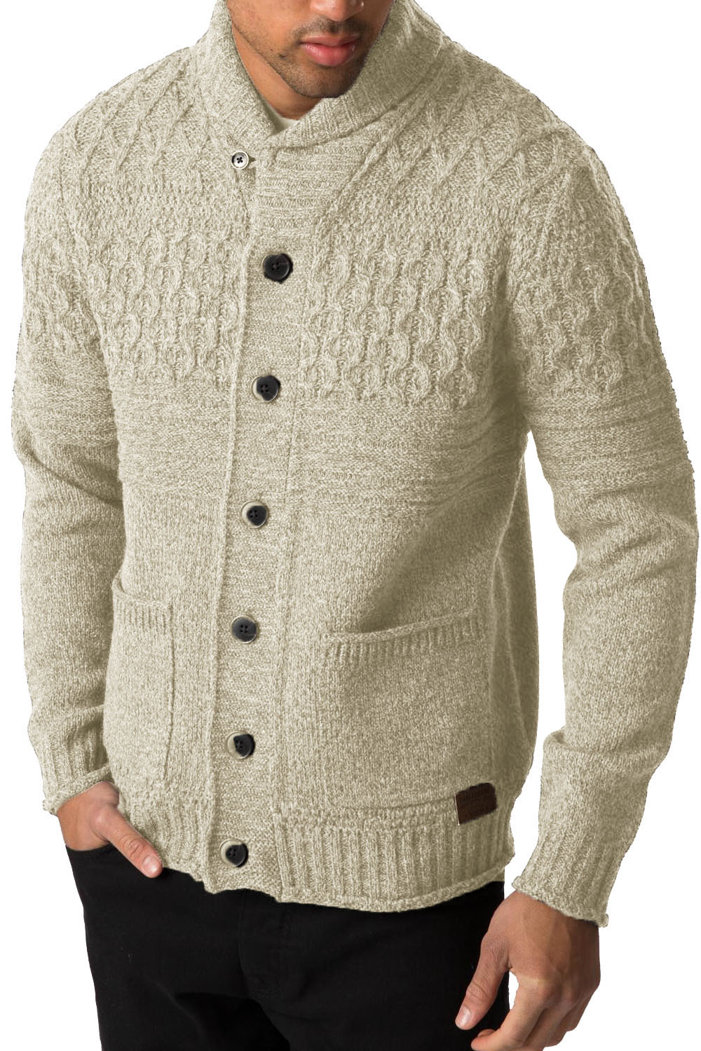 Threadbare Mens Knitted Cardigan Lille Button Up Chunky Knit Shawl Neck ...