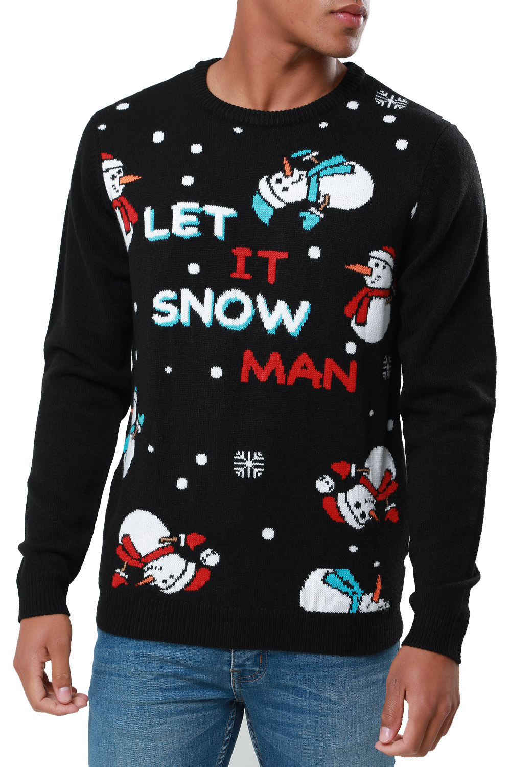 let it snow sweater santa three lines