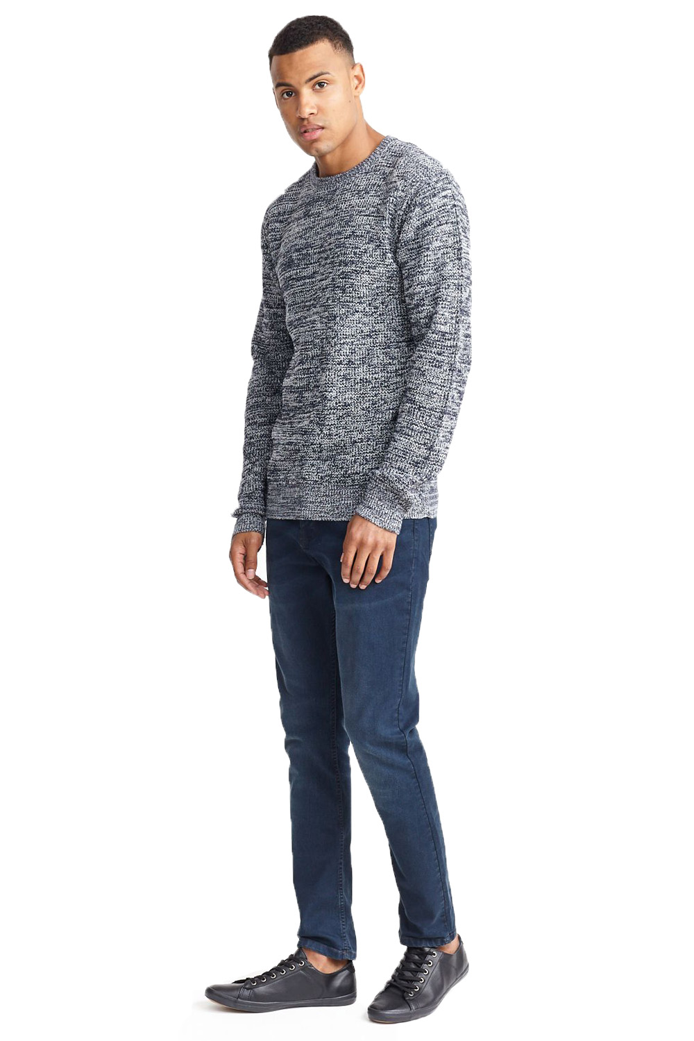 Brave Soul Neutron Designer Mens Jumper Twisted Fisherman Knit Crew Neck Sweater