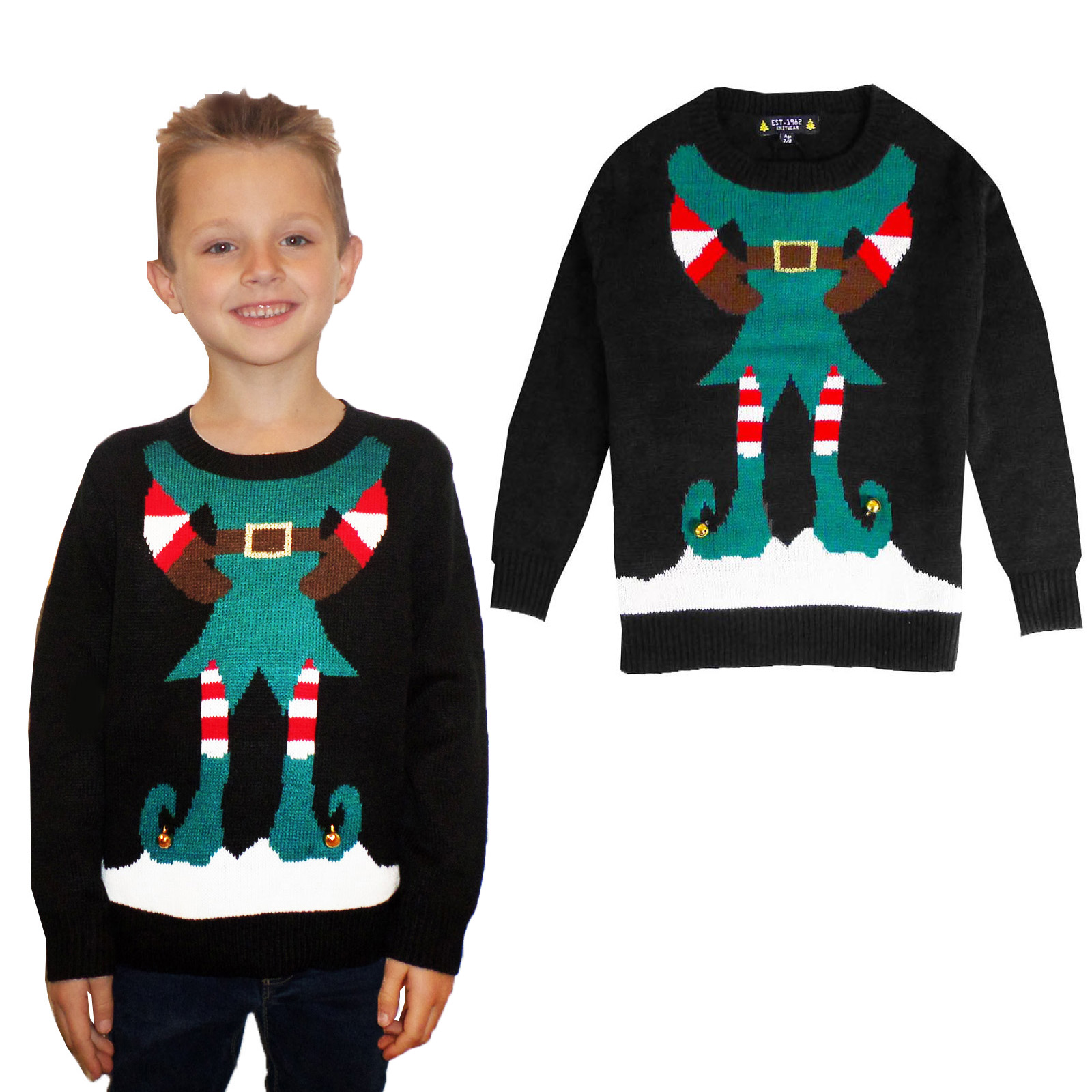 Kids 3D Novelty Christmas Jumper Boys Girls Knitted Crew Neck Festive