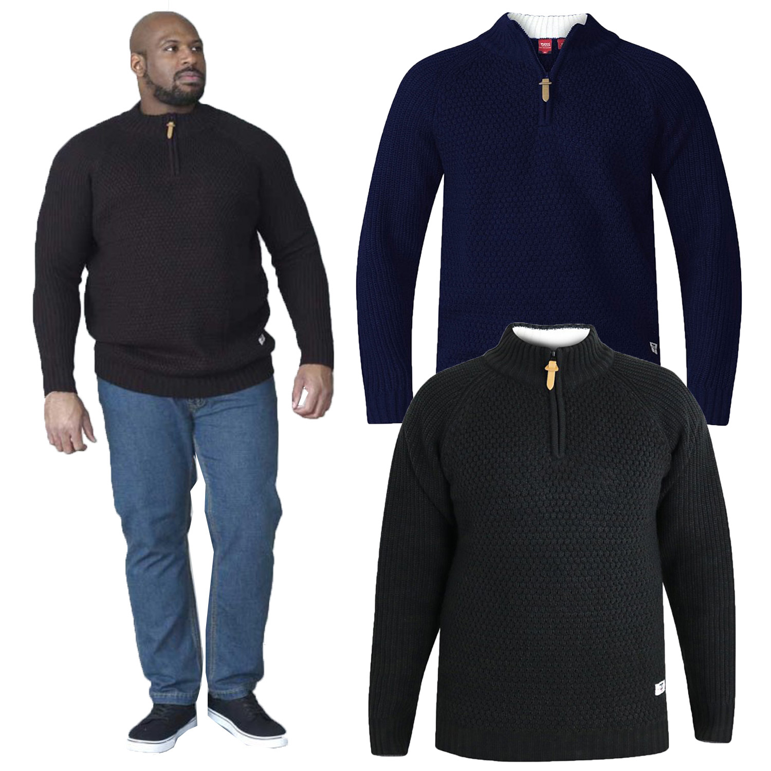 Duke D555 Mens Big Tall King Size Stefon Zip Neck Sweater Knitted Winter Jumper