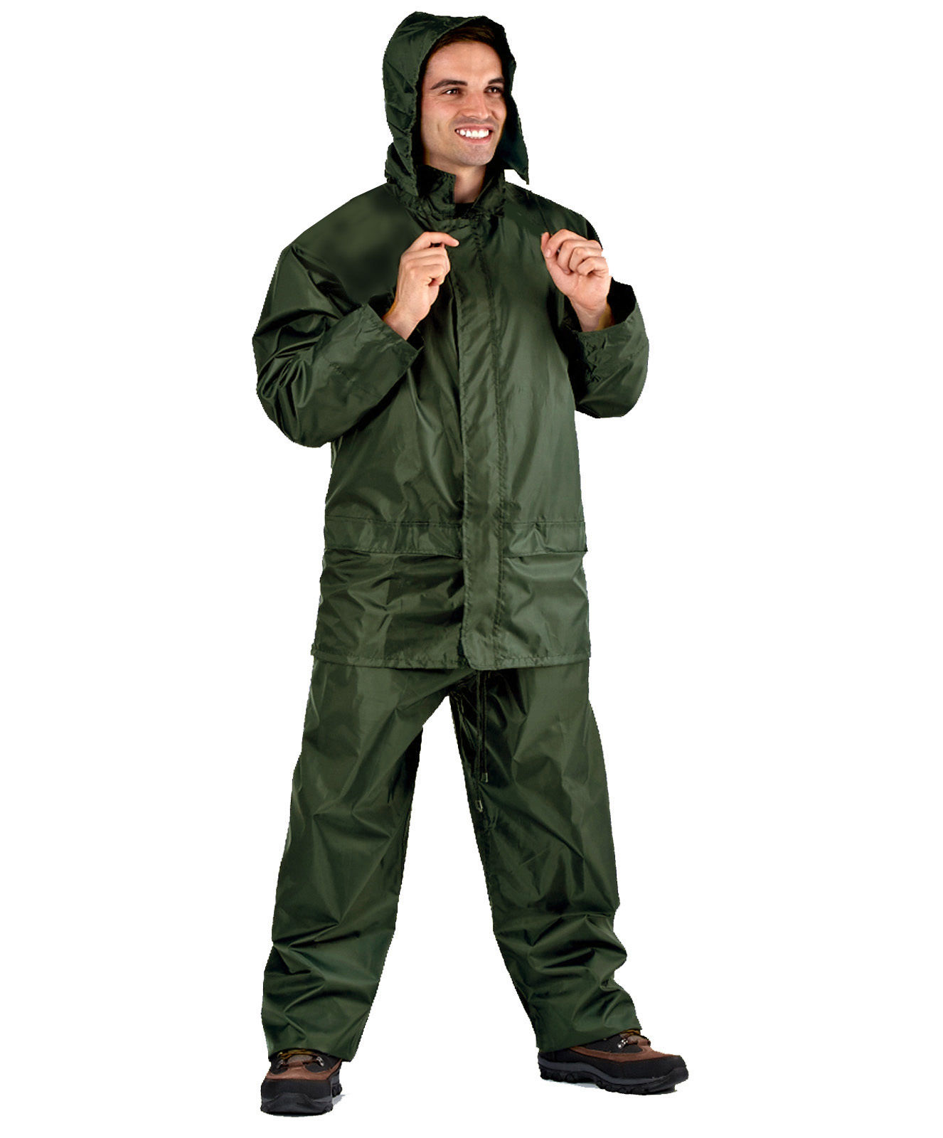 ProClimate Mens Waterproof Rain Suit Hooded Jacket & Trousers Pac In A ...