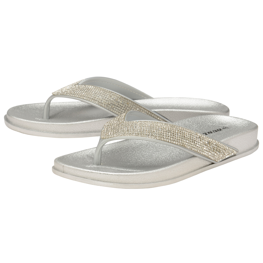 dunlop silver flip flops