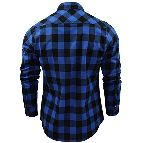 Brave Soul Mens Designer Chambray Checked JackD Long Sleeve Shirt