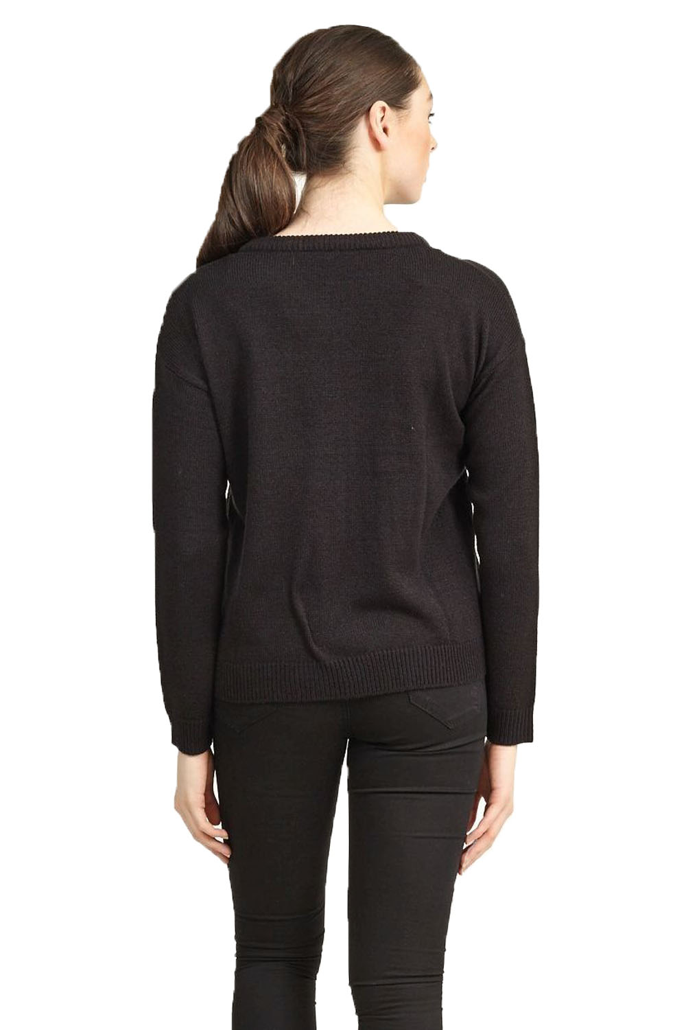 Brave Soul Womens Sequin HO HO HO Christmas Jumper Ladies Sparkly