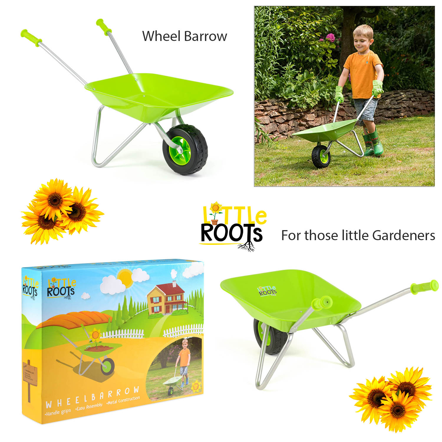 metal wheelbarrow child