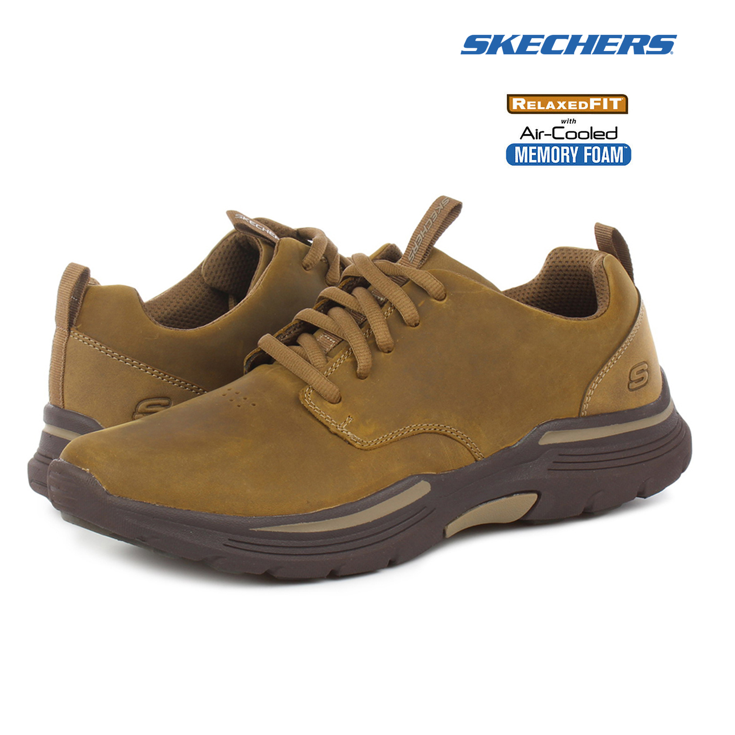 skechers brown leather advantage trainers