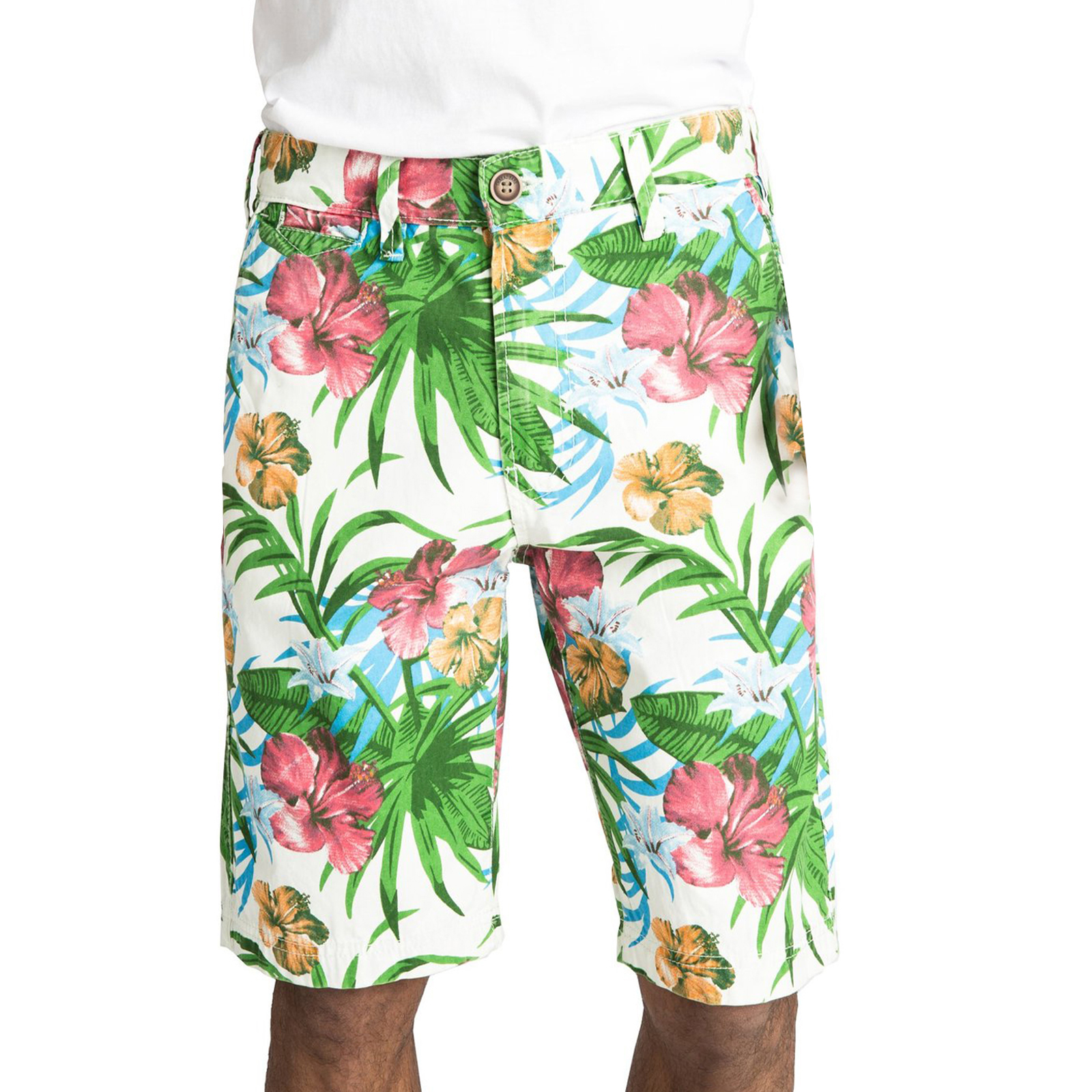 Threadbare Mens Chino Shorts New Casual Floral Hawaiian Print Pure ...