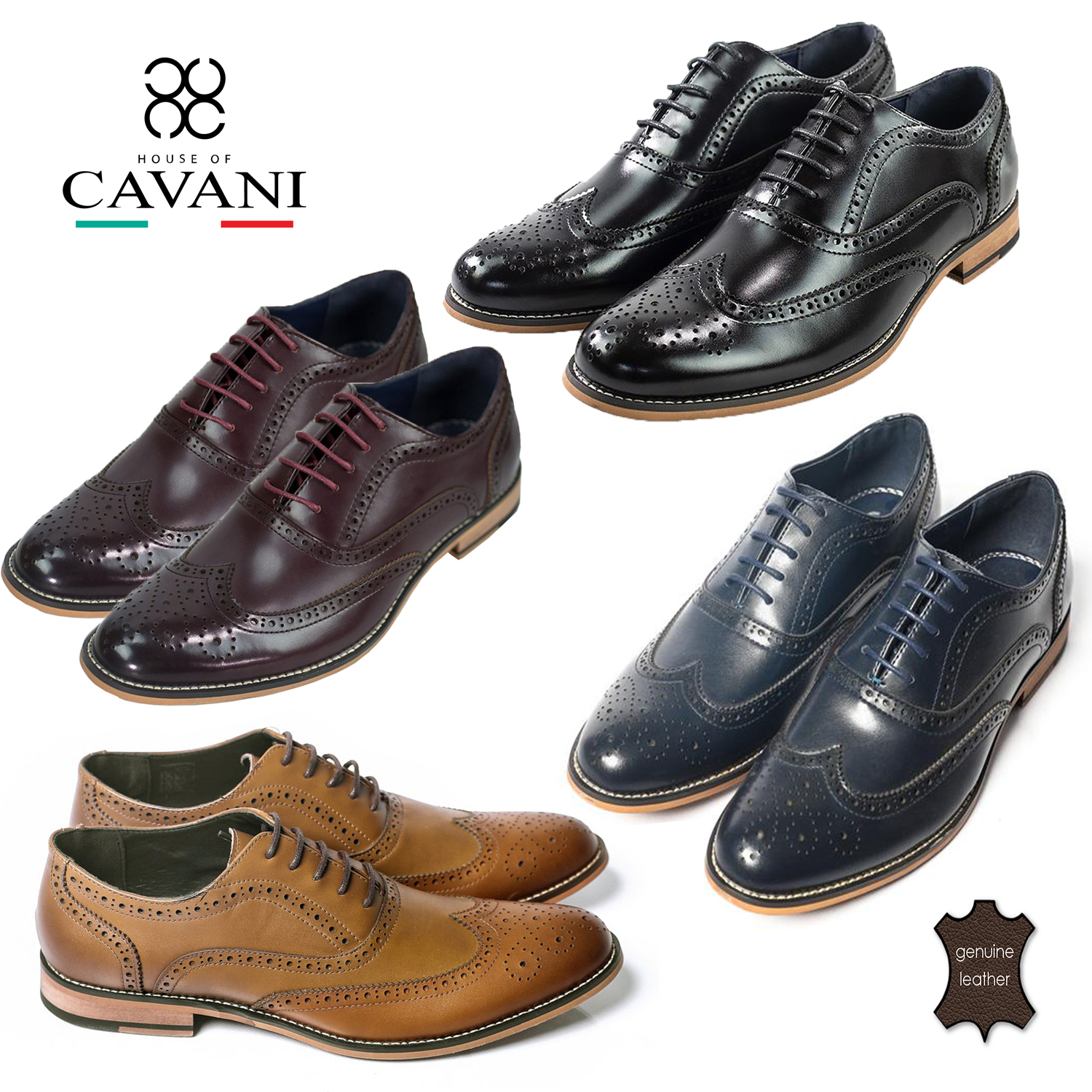 Mens Cavani Oxford Real Italian Leather 