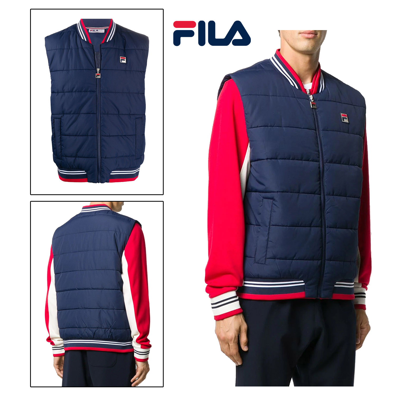 fila padded jacket with buckle fastening and chest logo