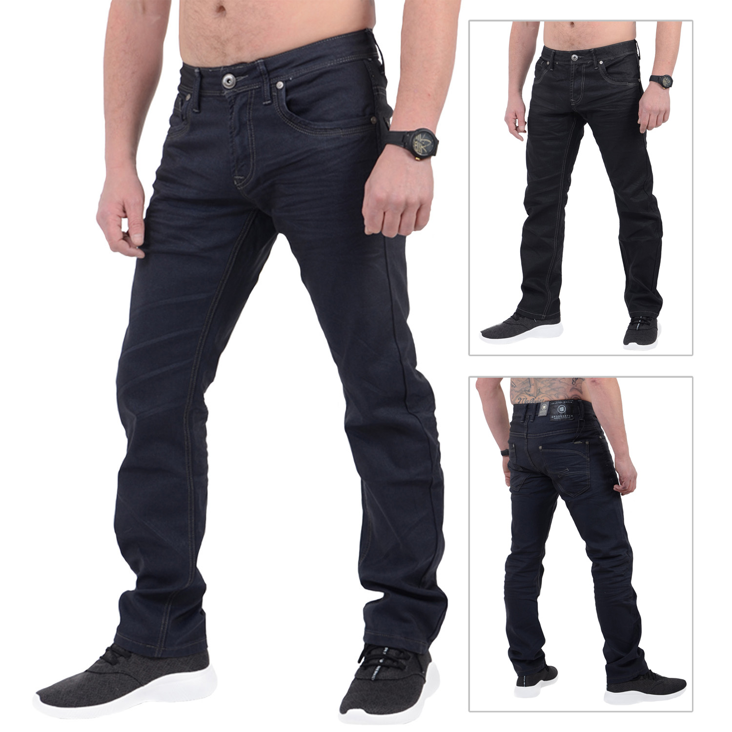 Crosshatch Homme Menzo Jeans Homme Coupe Droite Slim Denim Stretch Pantalon