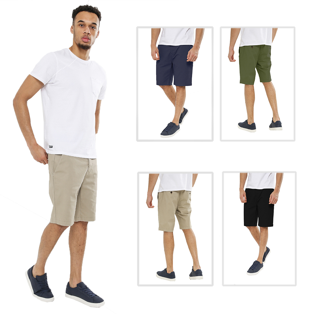Broken Standard Mens Basic Pure Cotton Casual Summer Chino Shorts With Free Belt