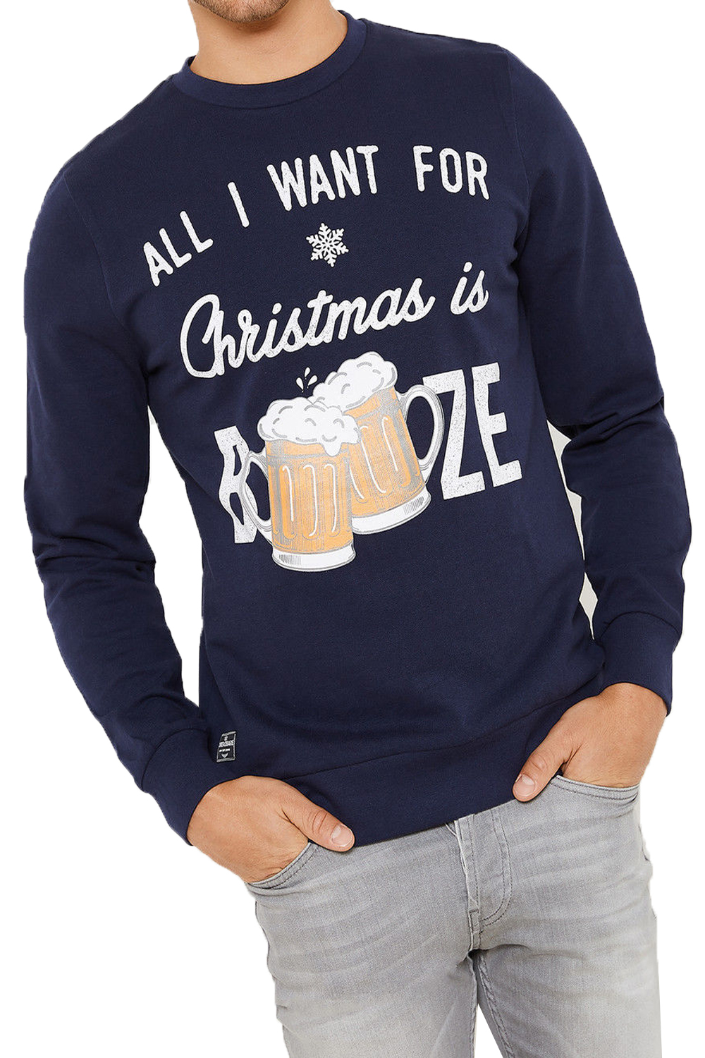 threadbare mens booze christmas top novelty print sweater